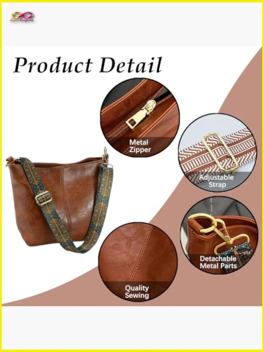 Chic Vegan Leather Hobo Bag Crossbody Shoulder Purse Zipper Women Handbag